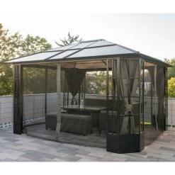 Pergola De Jardin Savino 423x363cm En Aluminium Anthracite Et Polycarbonate 8mm – SOJAG -Jardin Abris Magasin pergola de jardin savino en aluminium anthracite et polycarbonate 8mm sojag 3