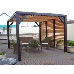 Pergola En Bois Avec Ventelles Amovibles Sur Toiture + 1 Côté 340x360x217cm Veneto -Jardin Abris Magasin pergola en bois avec ventelles amovibles sur toiture 1 cote 339x360x217cm veneto 2