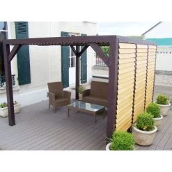 Pergola En Bois Avec Ventelles Amovibles Sur Toiture + 1 Côté 340x360x217cm Veneto -Jardin Abris Magasin pergola en bois avec ventelles amovibles sur toiture 1 cote 339x360x217cm veneto 5
