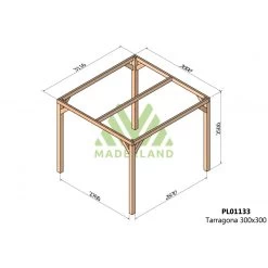 Nouvelles versions -Jardin Abris Magasin pergola en bois lamelle colle 300x300cm tarragona maderland 1