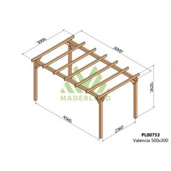 Pergola En Bois Lamellé-collé 500x300cm Valencia – Maderland -Jardin Abris Magasin pergola en bois lamelle colle 500x300cm valencia maderland 1