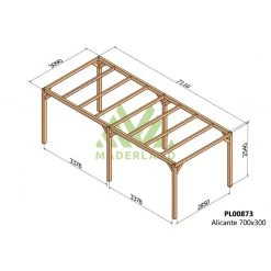 Pergola En Bois Lamellé-collé 700x300cm Alicante – Maderland -Jardin Abris Magasin pergola en bois lamelle colle 700x300cm alicante maderland 1