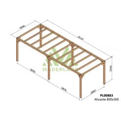 Pergola En Bois Lamellé-collé 800x300cm Alicante – Maderland -Jardin Abris Magasin pergola en bois lamelle colle 800x300cm alicante maderland 1