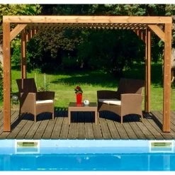 Nouvelles versions -Jardin Abris Magasin pergola thermauvent 1067m en bois avec vantelles sur le toit habrita 1