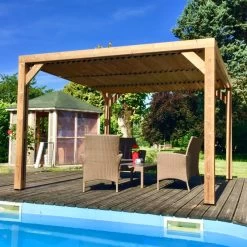Pergola THERMAUVENT 10,67m² Toit Avec Ventelles Mobiles HABRITA 10 Pergola THERMAUVENT 10,67m² Toit Avec Ventelles Mobiles HABRITA -Jardin Abris Magasin pergola thermauvent 1067m en bois avec vantelles sur le toit habrita 2