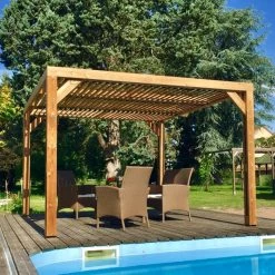 Pergola THERMAUVENT 10,67m² Toit Avec Ventelles Mobiles HABRITA 12 Pergola THERMAUVENT 10,67m² Toit Avec Ventelles Mobiles HABRITA -Jardin Abris Magasin pergola thermauvent 1067m en bois avec vantelles sur le toit habrita 4