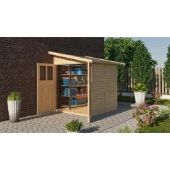 Remise Adossée Juist 2 En Bois Certifié 3,28m² - Karibu -Jardin Abris Magasin remise adossee juist 2 en bois certifie 328m karibu 2