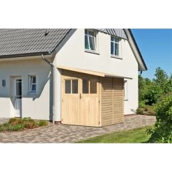 Remise Adossée Juist 2 En Bois Certifié 3,28m² - Karibu -Jardin Abris Magasin remise adossee juist 2 en bois certifie 328m karibu 3