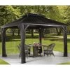 Rideaux Occultants En Polyester Gris Pour Pergolas Messina Et Mykonos 10x12 - SOJAG -Jardin Abris Magasin rideaux occultants en polyester gris pour pergola messina 10x12 sojag