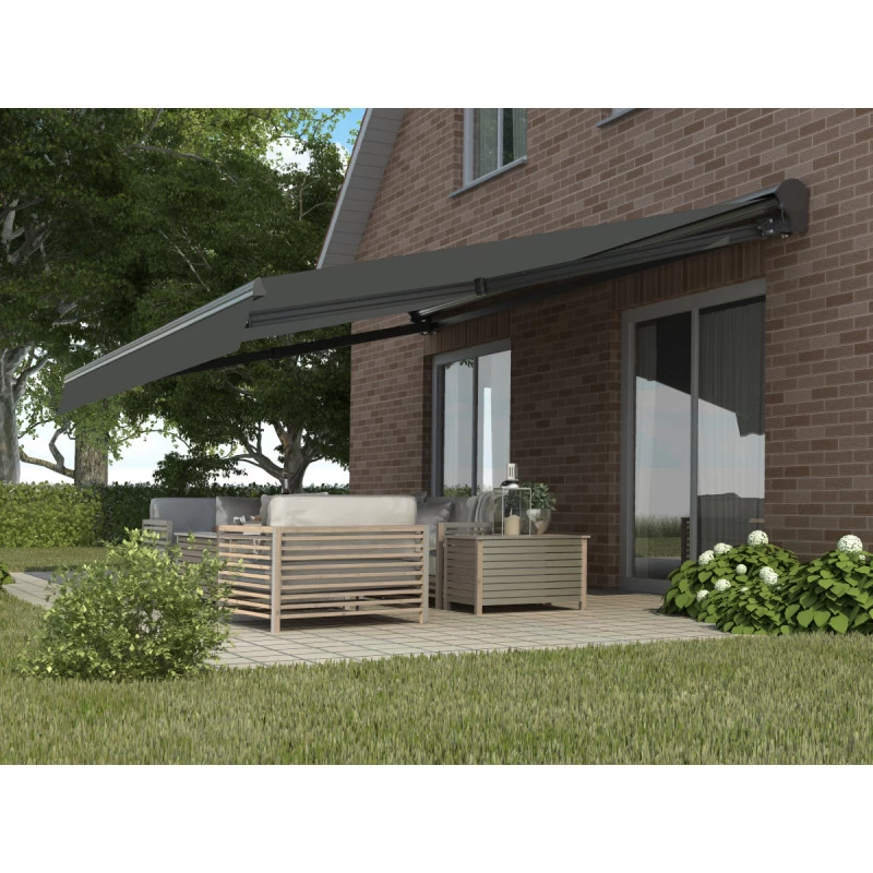 Store Banne Manuel 350x250cm DECO Toile Polyester Grise - X-METAL 3 Store Banne Manuel 350x250cm DECO Toile Polyester Grise - X-METAL