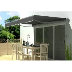 Store Banne Manuel 350x250cm EASY Toile Polyester Grise - X-METAL -Jardin Abris Magasin store banne manuel 350x250cm easy toile polyester grise x metal 3