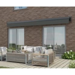 Store Banne Manuel 395x300cm DECO Toile Polyester Grise - X-METAL -Jardin Abris Magasin store banne manuel 395x300cm deco toile polyester grise x metal 5