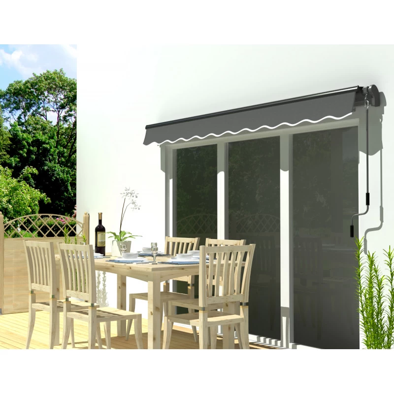 Store Banne Motorisé 350x250cm EASY Toile Polyester Grise - X-METAL 8 Store Banne Motorisé 350x250cm EASY Toile Polyester Grise - X-METAL – Image 6