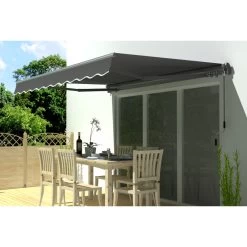 Store Banne Motorisé 395x300cm EASY Toile Polyester Grise - X-METAL