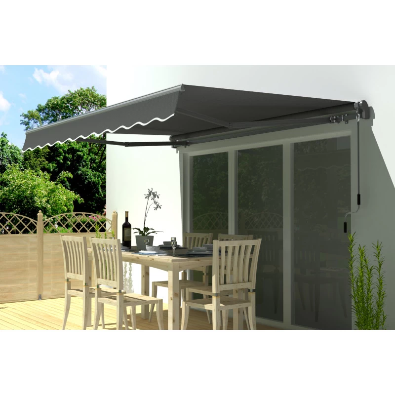 Store Banne Motorisé 395x300cm EASY Toile Polyester Grise - X-METAL 3 Store Banne Motorisé 395x300cm EASY Toile Polyester Grise - X-METAL