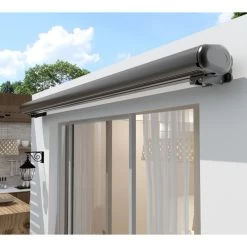 Store Banne Motorisé 500x300cm LUXO Toile Polyester Grise - X-METAL -Jardin Abris Magasin store banne motorise 500x300cm luxo toile polyester grise x metal 3