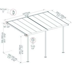 Toit De Terrasse 224x448cm En Aluminium Gris Et Polycarbonate 6mm SIERRA - Canopia By Palram 10 Toit De Terrasse 224x448cm En Aluminium Gris Et Polycarbonate 6mm SIERRA - Canopia By Palram -Jardin Abris Magasin toit de terrasse 224x448cm en aluminium gris et polycarbonate 6mm sierra palram 1 2