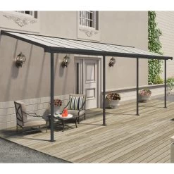 Toit De Terrasse 224x670cm En Aluminium Gris Et Polycarbonate 6mm SIERRA - Canopia By Palram