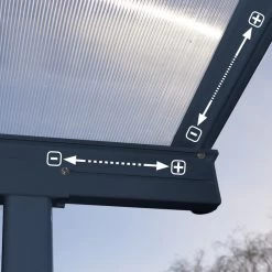 Toit De Terrasse 299x314cm En Aluminium Gris Et Polycarbonate 6mm SIERRA - Canopia By Palram -Jardin Abris Magasin toit de terrasse 299x314cm en aluminium gris et polycarbonate 6mm sierra canopia by palram 5