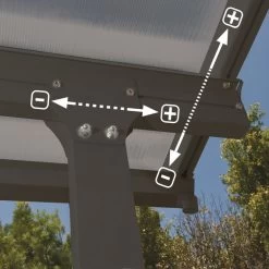 Toit De Terrasse 300x915cm En Aluminium Gris Et Polycarbonate 8mm FERIA - Canopia By Palram -Jardin Abris Magasin toit de terrasse 300x915cm en aluminium gris et polycarbonate 8mm feria palram 4