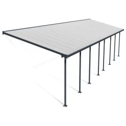 Toit De Terrasse 300x1092cm En Aluminium Gris Et Polycarbonate 8mm FERIA - Canopia By Palram