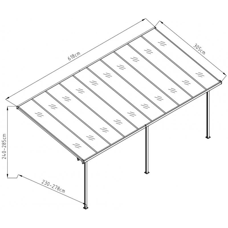 Toit De Terrasse Ajustable En Aluminium Laqué Blanc 3,05x6,18m X-METAL 5 Toit De Terrasse Ajustable En Aluminium Laqué Blanc 3,05x6,18m X-METAL – Image 3