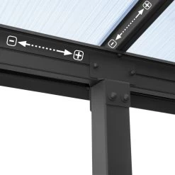 Toit De Terrasse En Aluminium Gris 3x3,05m Et PC 16mm Olympia - Palram - Canopia -Jardin Abris Magasin toit de terrasse en aluminium gris 3x305m et pc 16mm olympia palram 4