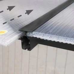 Toit De Terrasse En Aluminium Gris 3x3,05m Et PC 16mm Olympia - Palram - Canopia -Jardin Abris Magasin toit de terrasse en aluminium gris 3x305m et pc 16mm olympia palram 5