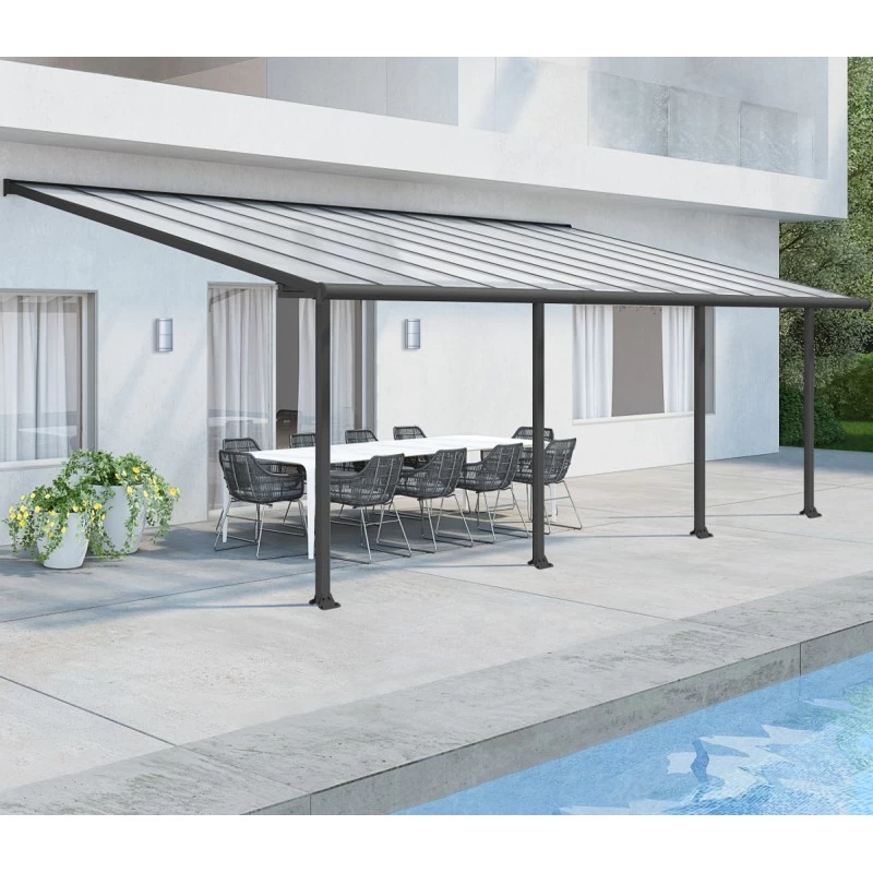 Toit De Terrasse En Aluminium Gris 3x7,30m + PC 16mm Olympia - Palram - Canopia 3 Toit De Terrasse En Aluminium Gris 3x7,30m + PC 16mm Olympia - Palram - Canopia