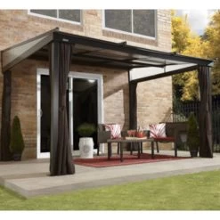 Tonnelle Adossée Budapest 364x288cm En Aluminium Avec Toit Rétractable - SOJAG -Jardin Abris Magasin tonnelle adossee budapest 364x288cm en aluminium avec toit retractable sojag 3