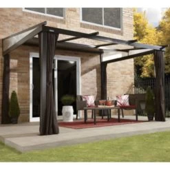 Tonnelle Adossée Budapest 364x288cm En Aluminium Avec Toit Rétractable - SOJAG -Jardin Abris Magasin tonnelle adossee budapest 364x288cm en aluminium avec toit retractable sojag 4