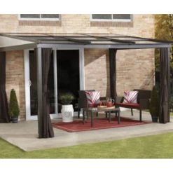 Tonnelle Adossée Budapest 364x288cm En Aluminium Avec Toit Rétractable - SOJAG -Jardin Abris Magasin tonnelle adossee budapest 364x288cm en aluminium avec toit retractable sojag 5