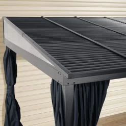 Tonnelle Adossée Portland 363x298cm En Aluminium Et Acier Galvanisé - SOJAG -Jardin Abris Magasin tonnelle adossee portland 363x298cm en aluminium et acier galvanise sojag 2