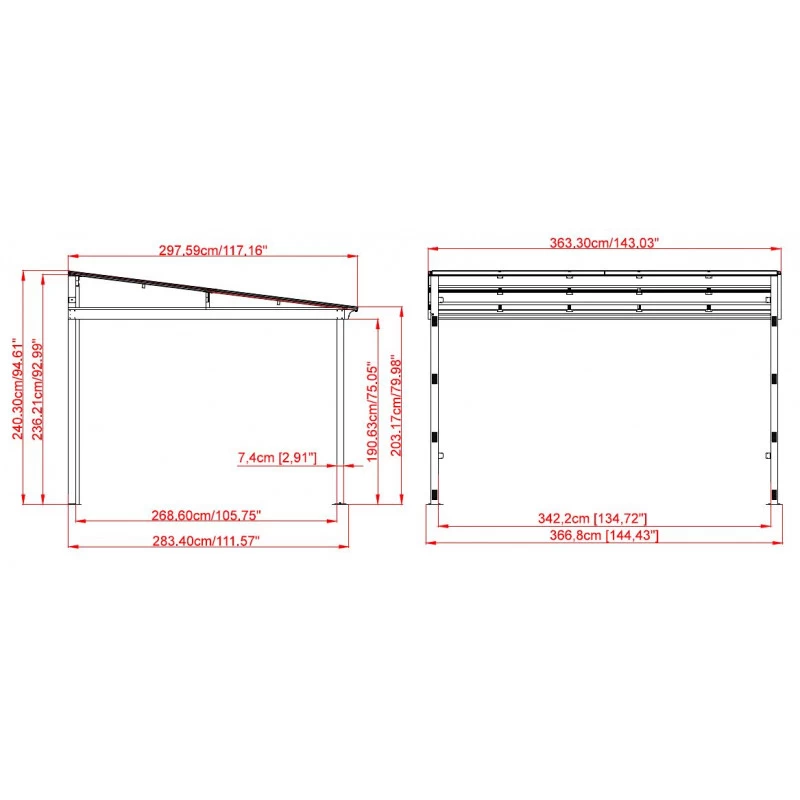 Tonnelle Adossée St. Barth 363x298cm En Aluminium Et Polycarbonate 8mm - SOJAG 8 Tonnelle Adossée St. Barth 363x298cm En Aluminium Et Polycarbonate 8mm - SOJAG – Image 6