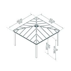 Tonnelle De Jardin En Alu Et Polycarbonate 422x422cm Dallas – Canopia By Palram -Jardin Abris Magasin tonnelle de jardin en alu et polycarbonate 14x14 ft dallas canopia 2