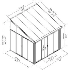 Véranda 300x305cm En Aluminium Blanc Et Polycarbonate 8mm Sanremo - Canopia By Palram -Jardin Abris Magasin veranda 300x425cm en aluminium blanc et polycarbonate 8mm sanremo palram canopia 2